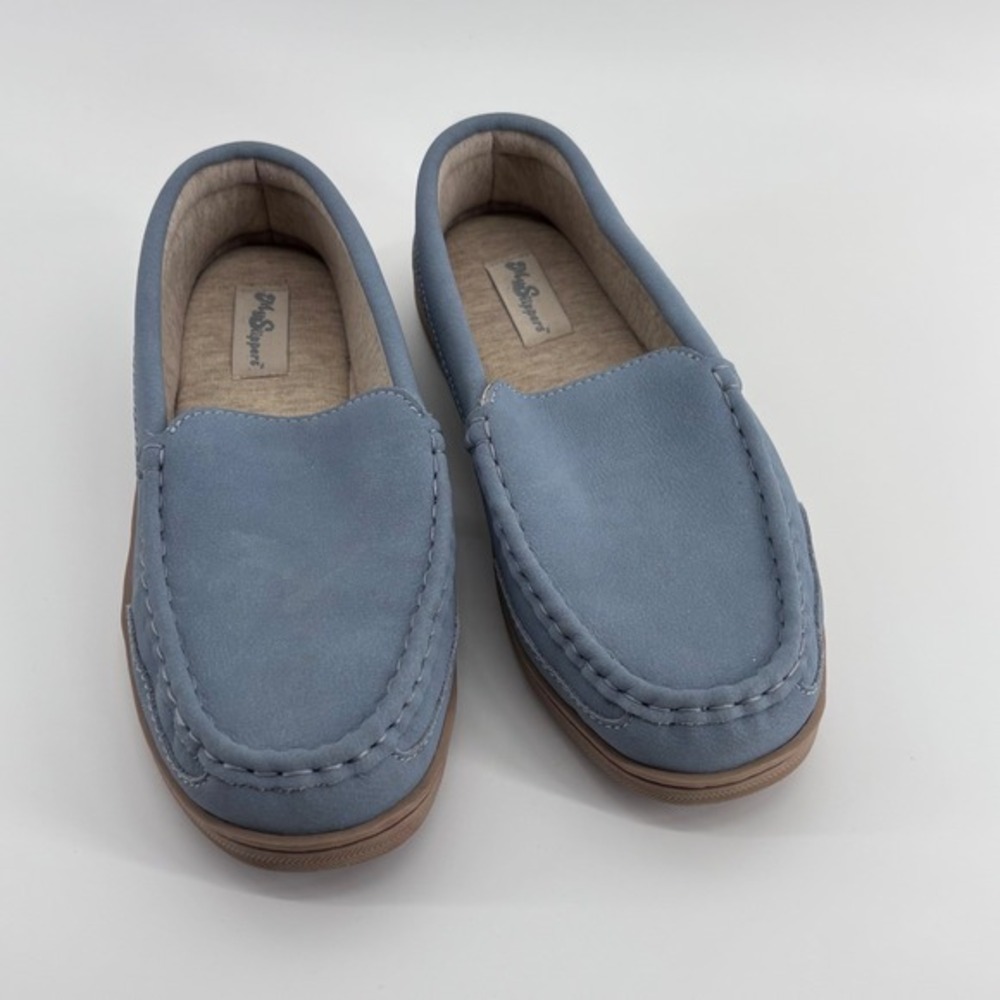 My Slippers Womens Blue Leather Moccasin Loafers comfort flats my pillow size 9